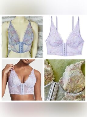 NWT- Victoria's Secret Lavender Floral Lace Longline Corset Floral Bralette
